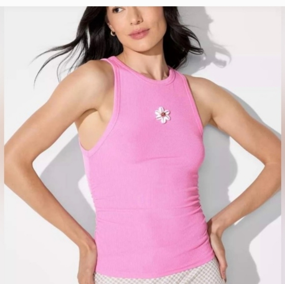 Wild Fable Pink Tank Top with Floral Detail